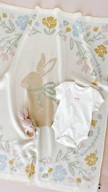 Blanket Pastel Bunny Cotton Baby Decor Gift Spring Summer