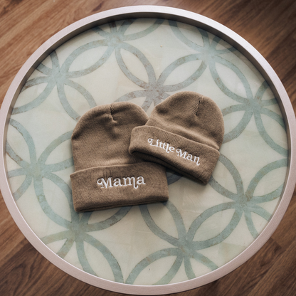 Matching Knit Hats- Little Man- Tan