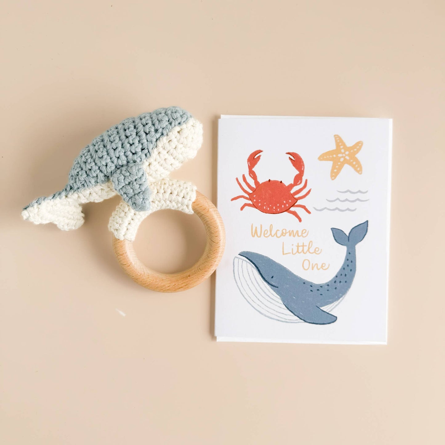 Teether Whale Cotton Crochet Rattle Baby Gift Spring Summer