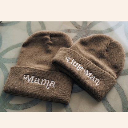 Matching Knit Hats- Little Man- Tan