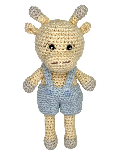 Gift Set: Safari-Themed Baby Sweater and Giraffe Rattle