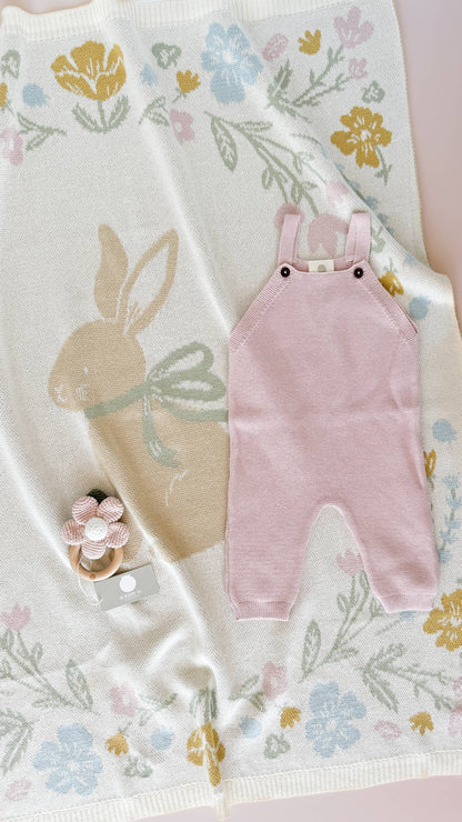 Blanket Pastel Bunny Cotton Baby Decor Gift Spring Summer