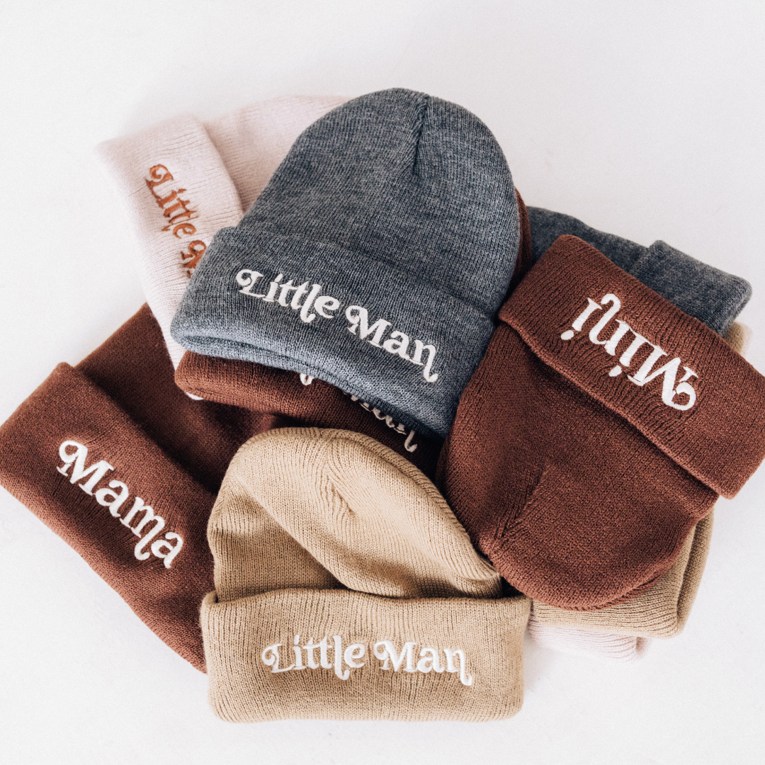 Matching Knit Hats- Little Man- Tan